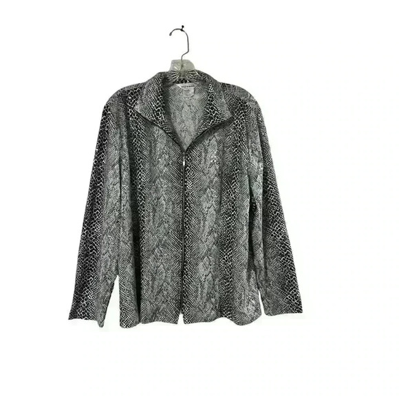 Misook Exlusively Snake Print Zipper Closure Blouse Size Large - Picture 9 of 9